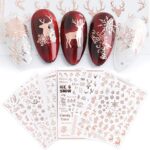 Nagelsticker Weihnachten - JMEOWIO 9 Blatt Nail Art Sticker Nagelaufkleber Selbstklebend Schneeflocke Urlaub Christmas Dekoration Nageldesign Zubehör