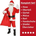 Foxxeo 9-teiliges Weihnachtsmann Nikolauskostüm Kostüm für Herren Mit - Mütze, Bart, Gürtel und Handschuhe – Bild 2