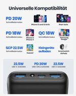 INIU Power Bank 20000mAh, 22,5W Powerbank klein Aber stark (USB C Input & Output), 3A USB C PD 3.0 QC 4.0 Externer Handyakkus, kompatibel mit iPhone 14 13 12 11 Pro Max, Samsung, iPad, Huawei, Switch – Bild 5