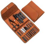 Geschenke für Männer/Frauen, Edelstahl-Maniküre-Set mit PU-Leder-Etui