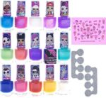 LOL Surprise Extra Large Set of 15 Nail Polishes auf Wasserbasis für Mädchen, glitzernde & undurchsichtige Farben, mit Zehenabstandshaltern und Nagelstickern, ab 3 Jahren, 18 Stück – Bild 9