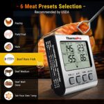 ThermoPro TP17 Digitales Grill Thermometer Bratenthermometer Fleischthermometer Ofenthermometer mit Timer, Zwei Edelstahlsonden, Blaue Hinterbeleuchtung, Temperaturbereich bis 300°C – Bild 3