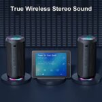Ortizan Bluetooth Lautsprecher mit Licht, Musikbox Tragbarer Bluetooth Box mit IPX7 wasserdicht, Dualen Bass Treibern, 30h Akku, Freisprechfunktion für Phone, Draussen – Bild 3