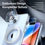 TAURI 5 in 1 iPhone 14 Hülle mit Schutzfolie, mit 1 Handyhülle + 2 Stück Schutzfolie + 2 Stück Kameraschutz [Militärischer Schutz] Anti-Gelb Stossfest Case 360 Grad Schutzhülle – Bild 3