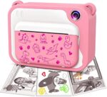 KinderKamera,DigitalKamera Print Sofortbildkamera 1080P 2.0 Zoll Bildschirm Videokamera Schwarzweiss Fotokamera mit 32GB Speicherkarte,3 Rollen Druckpapier,5 Farben Pinselstift Geschenk für Kinder – Bild 2