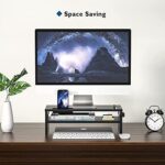 BONTEC Monitorständer, Unterbau Bildschirm, PC Bildschirm Ständer mit Handyhalter, Ergonomischem Laptop-Druckerständer mit Kabelführung für Laptop, Computer, Notebook, iMac, PC, 42CM, Schwarz – Bild 3