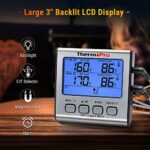 ThermoPro TP17 Digitales Grill Thermometer Bratenthermometer Fleischthermometer Ofenthermometer mit Timer, Zwei Edelstahlsonden, Blaue Hinterbeleuchtung, Temperaturbereich bis 300°C – Bild 4