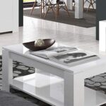 Habitdesign Couchtisch mit Zeitschriftenständer, Hubtisch, Esszimmermöbeltisch, Artik White Finish – Bild 2