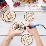 SOLEDI Natürliche Premium Holzscheiben Runde 8-9cm 26 Stücke zum Basteln - Baumscheiben mit Loch für Malerei, DIY, Weihnachten deko - Fest und Stabil Astscheiben mit Lanyard – Bild 7