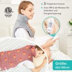 Heizkissen 60×100 cm für Rücken & Nacken – 6 Stufen, Auto-Off, Flanell, waschbar – Bild 2