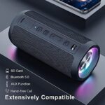Ortizan Bluetooth Lautsprecher mit Licht, Musikbox Tragbarer Bluetooth Box mit IPX7 wasserdicht, Dualen Bass Treibern, 30h Akku, Freisprechfunktion für Phone, Draussen – Bild 4