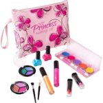 Playkidiz Echtes waschbares Spiel-Make-up-Set für Prinzessinnen – Kinder-Make-up-Set für Mädchen, ungiftig – komplettes Make-up-Anziehset mit Tasche