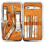 H&S Maniküre & Pediküre Nagel Set für Damen &Herren - 14-Teiliges Reise Nagelpflegeset - Edelstahl Nagelset mit auch Nagelschere & Nagelknipser im Leder Nageletui