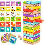Nene Toys Holzklötze Stapelspiel - 4-in-1 Wackelturm Familien