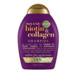 OGX Thick & Full Biotin & Collagen Shampoo (385 ml), nährstoffreiches Volumenshampoo mit Biotin, Kollagen und Weizenproteinen, sulfatfrei