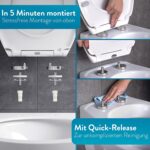 Benkstein® Premium Toilettendeckel antibakteriell weiss - Duroplast Klodeckel mit Quick-Release-Funktion und Softclose Absenkautomatik - Toilettensitz aus rostfreiem Edelstahl abnehmbar WC Sitz – Bild 5