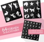 Bio Glitzer Tattoo Set für Kinder – 20 Farben, 100 Schablonen, inkl. Pinsel & Kleber – Bild 2