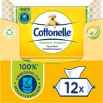 Cottonelle Feuchtes Toilettenpapier, Natürlich Pflegend - Kamille & Aloe Vera, Biologisch Abbaubar, Plastikfrei, Wiederverschliessbar, Vorteilspack
