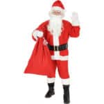 Foxxeo 9-teiliges Weihnachtsmann Nikolauskostüm Kostüm für Herren Mit - Mütze, Bart, Gürtel und Handschuhe