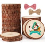 SOLEDI Natürliche Premium Holzscheiben Runde 8-9cm 26 Stücke zum Basteln - Baumscheiben mit Loch für Malerei, DIY, Weihnachten deko - Fest und Stabil Astscheiben mit Lanyard