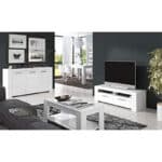 Habitdesign Couchtisch mit Zeitschriftenständer, Hubtisch, Esszimmermöbeltisch, Artik White Finish – Bild 3