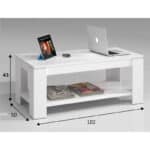 Habitdesign Couchtisch mit Zeitschriftenständer, Hubtisch, Esszimmermöbeltisch, Artik White Finish – Bild 4