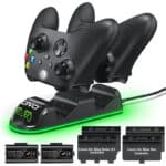 OIVO Xbox Controller Ladestation mit 2-Packs Wiederaufladbaren Akku für Xbox One/Xbox Series X/S, Xbox One Controller Ladestation mit 2x1300mAh Wiederaufladbaren Akku