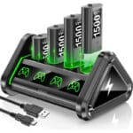 OIVO Xbox Controller Akku für Xbox One/Xbox Series X|S/Elite Controller mit Akkuladegerät, 4 x Grosse Kapazität wiederaufladbare Xbox Akku, Xbox Battery Pack und Ladestation mit EIN-/Ausschalter