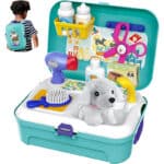HERSITY Tierarztkoffer Hund Arztkoffer Kinder Mädchen 3 Jahre Alt Geschenkideen, Tierarzt Spielset Hundesalon Spielzeug Geschenk Kinderspielzeug ab 4 5 6 Jährige Junge Mädche