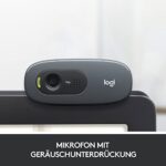Logitech C270 Webcam, HD 720p, 60° Sichtfeld, Fester Fokus, Belichtungskorrektur, USB-Anschluss, Rauschunterdrückung, Universalhalterung, Für Skype, FaceTime, Hangouts, etc. - Schwarz – Bild 3