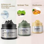 ANAiRUi Kurkuma Gesichtsmaske - Grüner Tee Ton Maske - Totes Meer Mineralien Schlamm Maske, Spa Gesichtsmasken Set zur Tiefenreinigung, Entgiftung und Reduzierung von Akne und Mitesser, 210 g – Bild 3