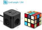 JSVER Steckdosenleiste Würfel USB Mehrfachsteckdose Cube überspannungsschutz 3 Fach mit 3 USB (15.5W) Steckdosen mit Schalter für Büro, zu Hause 1,5m Kabel – Bild 4