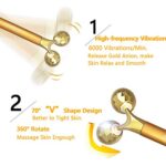 2-IN-1 Anti Aging Antifalten Gesichtsmassagegerät, Beheizte Sonic Massagegerät Augenmassagegerät,Anionen Wiederaufladbare Galvanic Zauberstab für Dark Circles – Bild 5