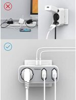 Doppelstecker für Steckdose, TESSAN 5 in 1 Mehrfachsteckdose mit 2 USB, Mehrfachstecker für Steckdose, Steckdosenadapter 3fach mit USB Ladegerät Kompatibel mit Phone und Haushaltsgeräte – Bild 6