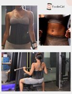 FeelinGirl Damen Korsage mit 9 Stahlknochen Korsett Shapewear Waist Cincher Latex Taillenmieder Unterbrust Cincher Shaper Body Bauchweg Corsage mit 3 oder 4 Reihen Haken – Bild 8