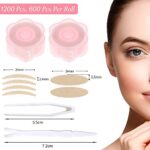 1200 Stück Schlupflid Tapes, Augenlid Stripes Unsichtbare Doppelte Schlupflider Tape Augenlid Lifting ohne OP, Wasserdicht Eyelid Klebeband Augenlid Aufkleber Band mit Gabelstangen Pinzette, Hautfarbe – Bild 2