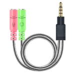 MillSO Audio Klinke Y Kabel, Headset Splitter Adapter mit Separater Mikrofon und Kopfhörer Buchse für PC-Gaming-Headset, Xbox One, PS4, PC, Handy und Tablet