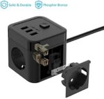 JSVER Steckdosenleiste Würfel USB Mehrfachsteckdose Cube überspannungsschutz 3 Fach mit 3 USB (15.5W) Steckdosen mit Schalter für Büro, zu Hause 1,5m Kabel – Bild 5