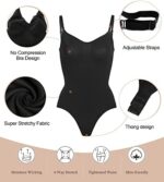 SHAPERX Bodysuit Figurenformend Damen Body Shaper Bauchweg Sculpting Shapewear Tanga Ganzkörper Formende Bodys Verstellbarer Schultergurt – Bild 4