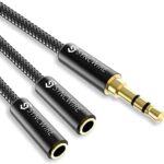Syncwire Audio Y Splitter Kabel. 23cm Audio Splitter, 3,5mm Male auf 2X Female Nylon Kopfhörer Doppelstecker für Apple, Samsung, Smartphone, Kopfhörer, Lautsprecher, Mikrofon & Mehr