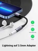 UGREEN Lightning zu Klinke Adapter 3,5 mm Kopfhörer Lightning Aux Adapter Lightning auf Aux Adapter kompatibel mit iPhone 14 14 Pro 13 13 Pro 12 12 Pro 12 Pro Max 12 Mini 11 11 Pro X usw.(Grau) – Bild 2