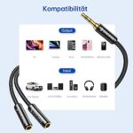 Syncwire Audio Y Splitter Kabel. 23cm Audio Splitter, 3,5mm Male auf 2X Female Nylon Kopfhörer Doppelstecker für Apple, Samsung, Smartphone, Kopfhörer, Lautsprecher, Mikrofon & Mehr – Bild 7