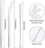 Annvchi Glas Strohhalme Wiederverwendbar - 6 Gerade Glasstrohhalme und 6 Gebogene Glasstrohhalme 21,5 cm, Trinkhalme Glas mit 4 Reinigungsbürsten – Bild 2