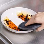 Spülschwamm Topfreiniger Küchenschwamm Waschbar zum wiederverwenden 6er Set,10x8 cm mit Mikrofaser, mit 2 leistungsstarke Seiten,Für Gründliche Reinigung bei hartnäckigem Schmutz. – Bild 5