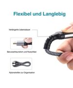 4K Kurzes HDMI Kabel, Snowkids HDMI Kabel 4K60Hz Nylon Geflecht, Vergoldete Anschlüsse mit Ethernet, Audio Rückkanal, Kompatibel mit 2160p, 1080p, 3D Grau – Bild 5