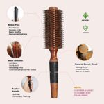 BESTOOL Rundbürste zum Föhnen, Wildschweinborsten Rundhaarbürste mit Holzfass, grosse runde Stylingbürste für Frauen und Männer, Glätten, Locken, Hinzufügen von Haar Volumen und Glanz – Bild 2