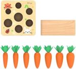 XIAPIA Holzspielzeug ab 1 Jahr, Baby Motorik Spielzeug für 12 Monate Jungen und Mädchen, Montessori Sortierspiel Holzpuzzle Karottenernte, Lernspielzeug für Kinder als Geburtztag Geschenk – Bild 4
