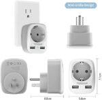 TESSAN Reiseadapter USA Adapter Amerika Deutschland Stecker mit 2 USB 2.4A, Steckdosenadapter Reisestecker Stromadapter für Kanada Thailand Mexiko Wand Ladegerät Ladestation, Adapter USA Steckdose – Bild 6