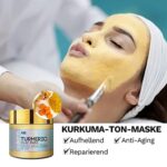 ANAiRUi Kurkuma Gesichtsmaske - Grüner Tee Ton Maske - Totes Meer Mineralien Schlamm Maske, Spa Gesichtsmasken Set zur Tiefenreinigung, Entgiftung und Reduzierung von Akne und Mitesser, 210 g – Bild 4