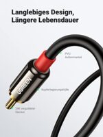 UGREEN Klinke auf Cinch Kabel 3,5mm Klinke Chinch Stereo Audio Kabel für TV, PC, Handy, MP3-Player, Lautsprecher, Heimkino, Autoradio, Tablet, Verstärker, Soundbar usw. – Bild 5